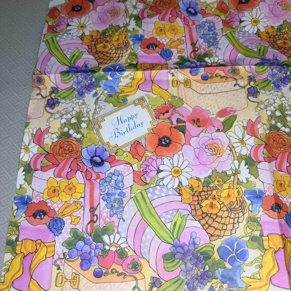 Vintage 1970's Birthday Garden Wrapping Paper Floral 29